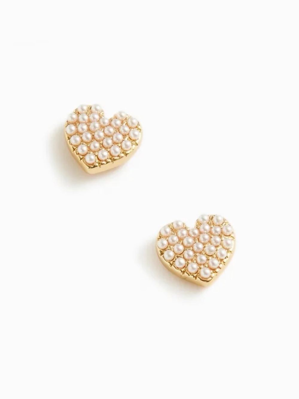 J. Crew Factory Pave Faux Pearl Heart Stud Earrings